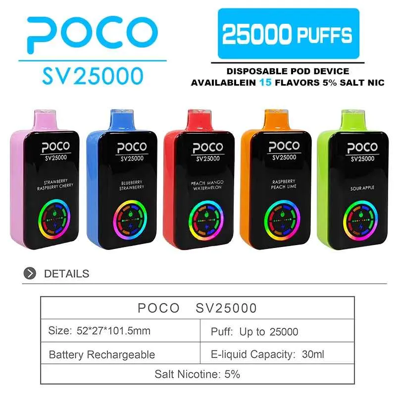 Poco-Vape-Puffs-Disposable-Vape-25000-Puffs-25K-EU-Warehouse-Poco-Sv25000-Electronic-Cigarette-Vape-Pen-Rechargeable-30ml-15-FlaovrsPOCO SV 25K Poco-Vape-Puffs-Disposable-Vape-25000-Puffs-25K-EU-Warehouse-Poco-Sv25000-Electronic-Cigarette-Vape-Pen-Rechargeable-30ml-15-FlaovrsPOCO SV 25K